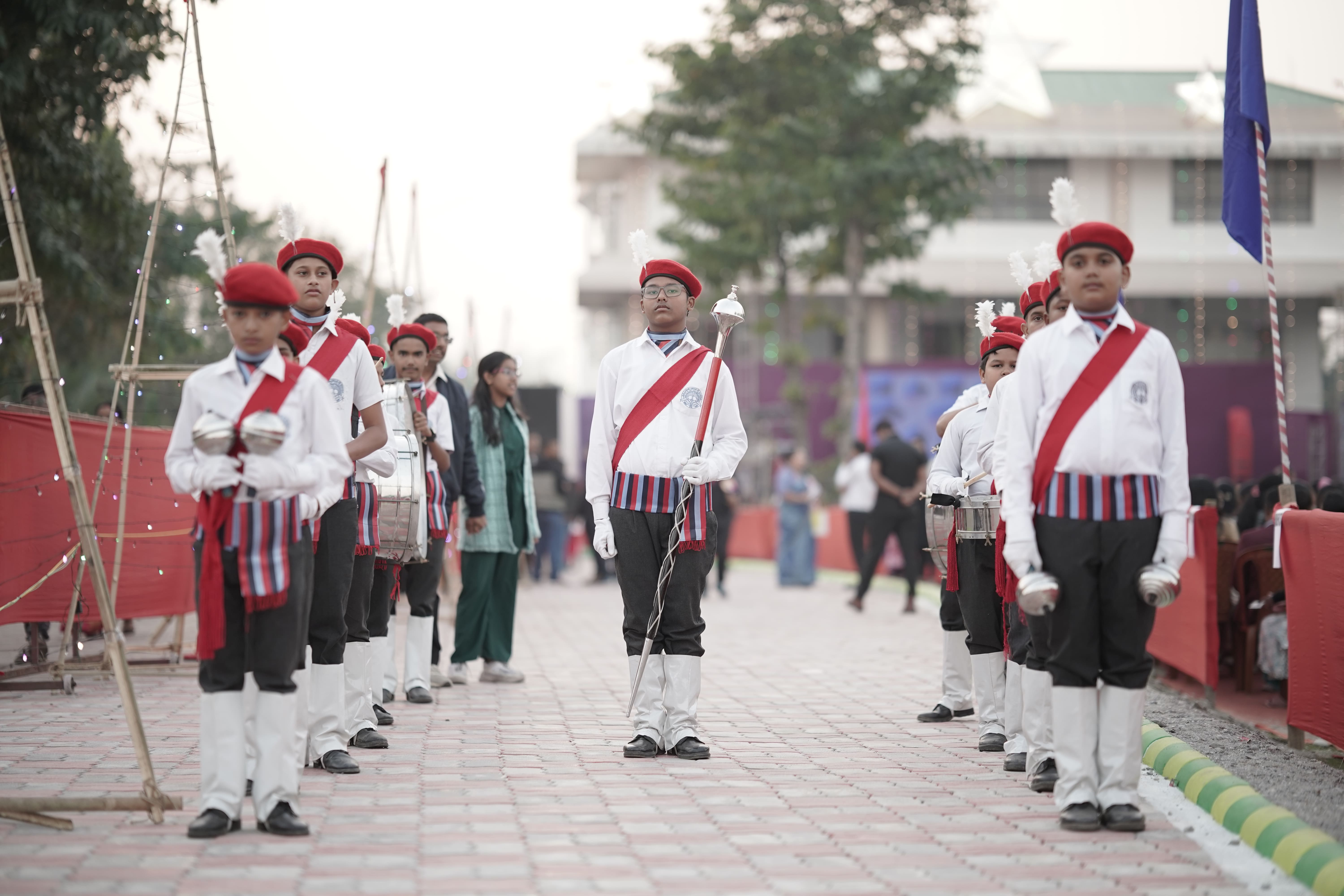Students performing on stage during Annual Day